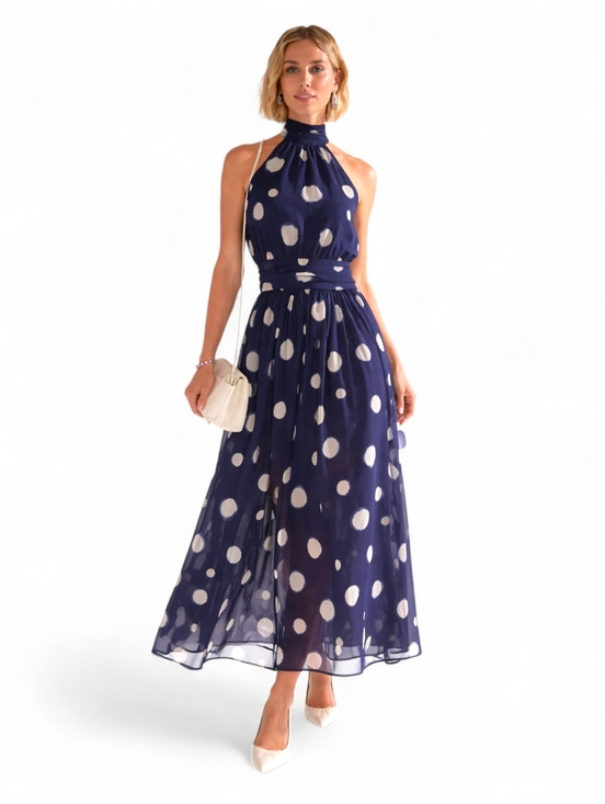 Worthington Dresses & Skirts - Polka Dot Halter Neck Flowy Maxi Dress